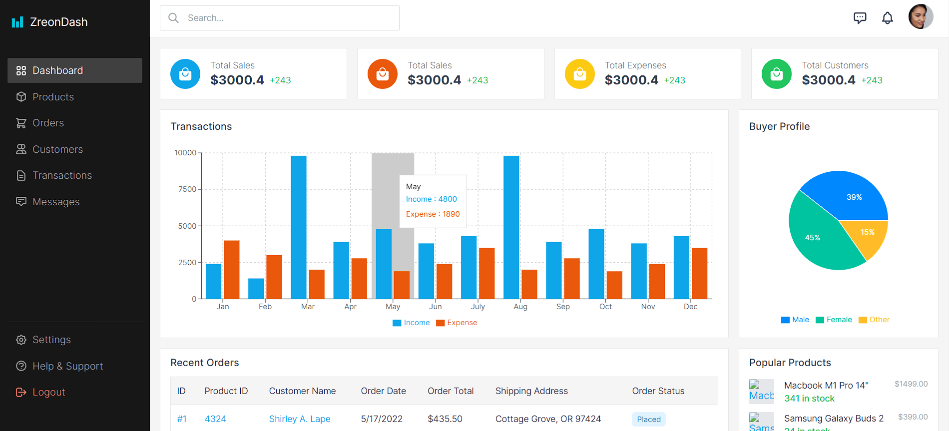 React Dashboard